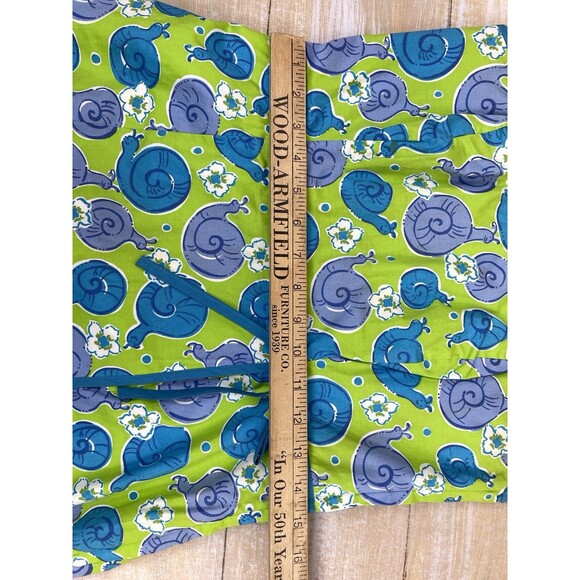 Lilly Pulitzer Strapless Dress Green Blue Snails Print Open Back Sz 8 - Picture 10 of 12
